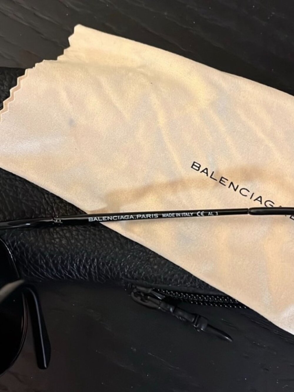 Balenciaga Aviator Sunglasses Black Metal Frame Made in Italy Like New - Picture 3 of 5